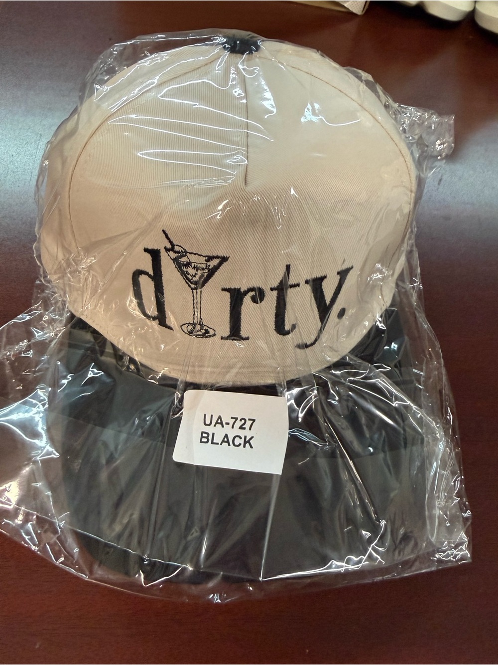 Zenana Outfitters Beige and Black Embroidered dirty Martini Cap